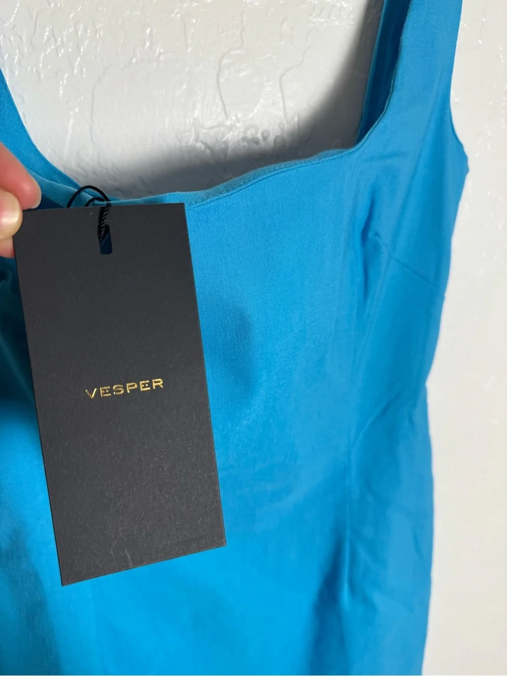 NWT Vesper Square Neck Bodycon Midi Dress Turquoise Blue US 4 - Picture 3 of 9